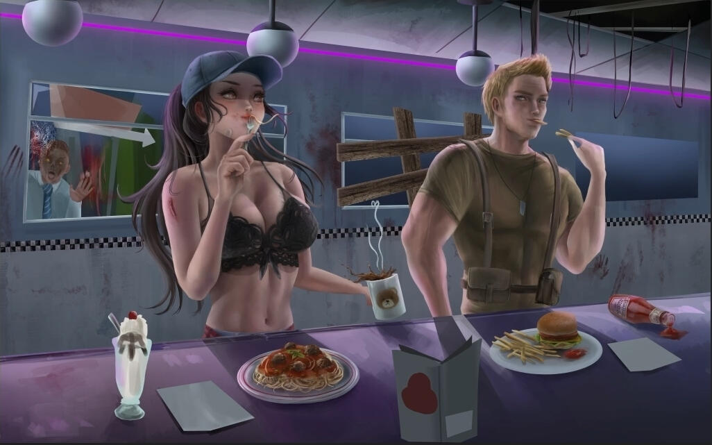 Add the lighting element to the environment and the characters